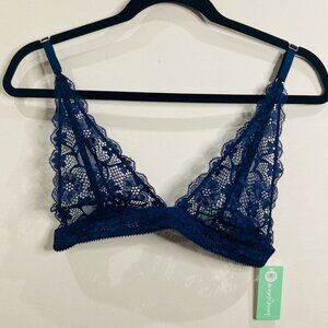 HONEYDEW Sz L Lace Adjustable  Straps Navy Blue Bralette NWT